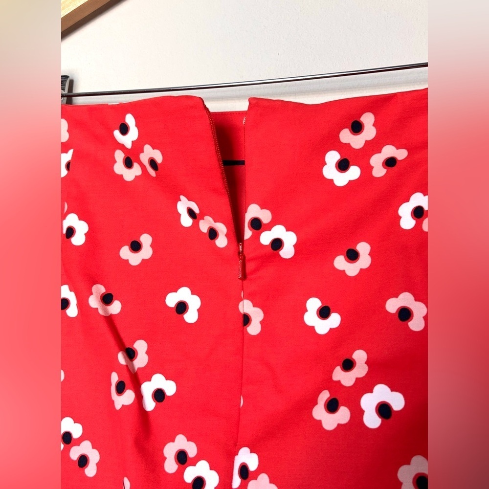 Boden Red Pencil Skirt with White Patterns - Picture 5 of 15